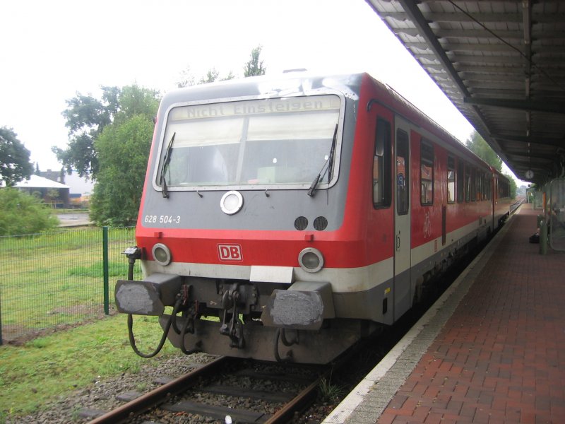 628 504 ist am 29.07.2207 als RB 32  Der Bocholter  aus Wesel in Bocholt angekommen.