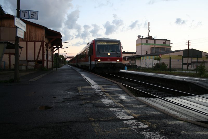 628 604 als RB von Giessen nach Alsfeld am 7.6.2009 im Bahnhof Reiskirchen.