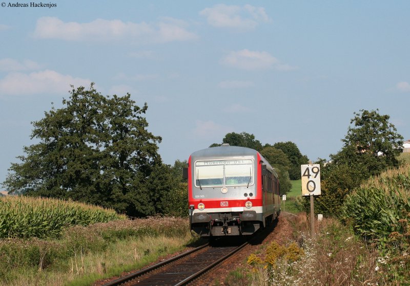 628 656-4 als RB 27058 (M�hldorf(Oberbay)-M�nchen Hbf) bei Dorfen 27.8.09