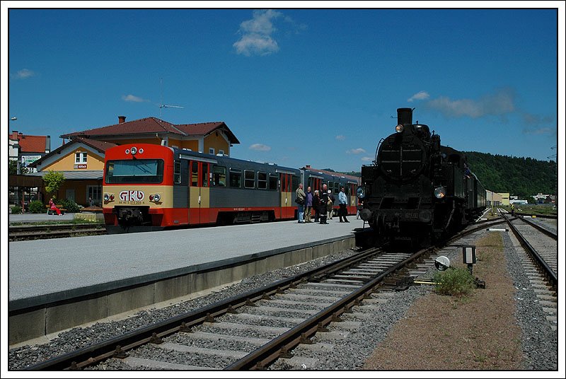629.01 nach der Ankunft am 18.5.2007 in Kflach mit dem GKB-Plandampfzug R 8441 aus Graz.