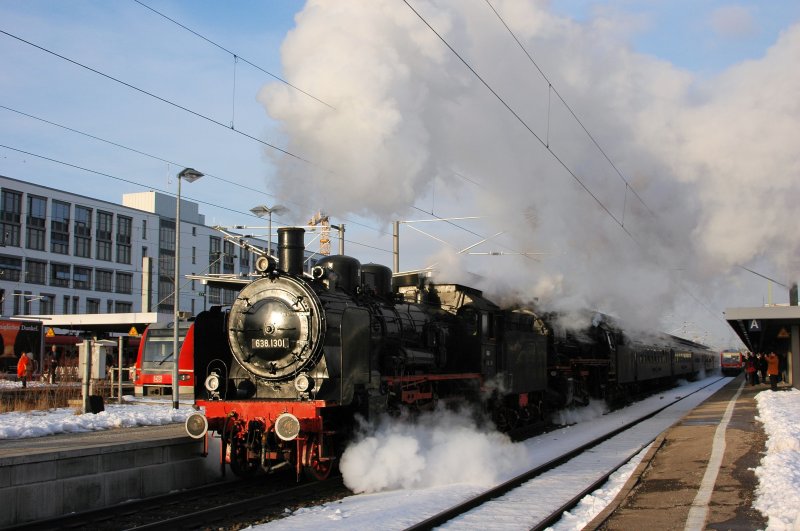 638.1301 & 41 018 am 25.02.09 in M�nchen Ost auf dem Weg nach Stuttgart. Die 638 wurde nach Augsburg �berf�hrt