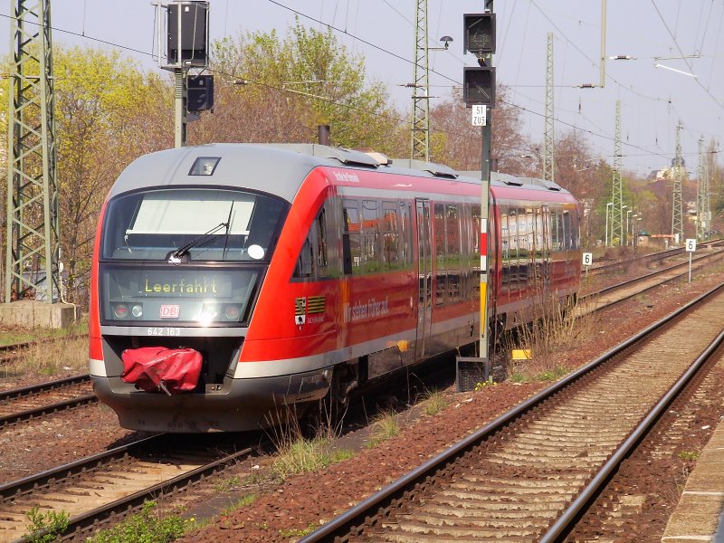 642 163 der Elbe Saale Bahn mit dem Ziel Leerfahrt fotografiert in Magdeburg/Buckau.