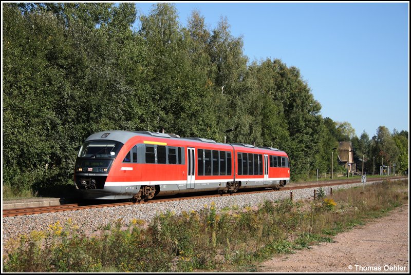 642 680 ist am 24.09.07 zwischen Nossen und Ro�wein bei Gleisberg unterwegs.