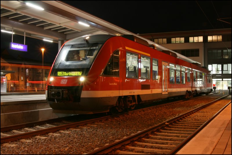 648 621 wartet als RB53  ARDEY-BAHN  in Iserlohn auf die Abfahrt nach Dortmund Hauptbahnhof. (05.12.07)