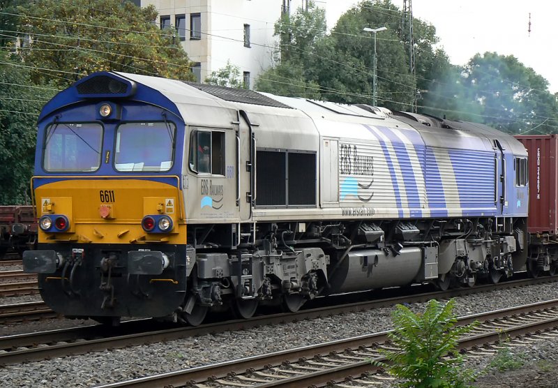 6611 der ERS Railways bei der Durchfahrt mit gemischtem Gz. in Kln West, aufgenommen am 25.08.09