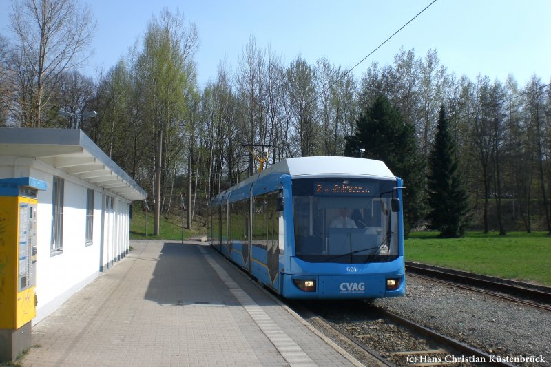 6NGT-LDE  Prototyp  601 an der Endstelle Bernsdorf. (11.4.2009)