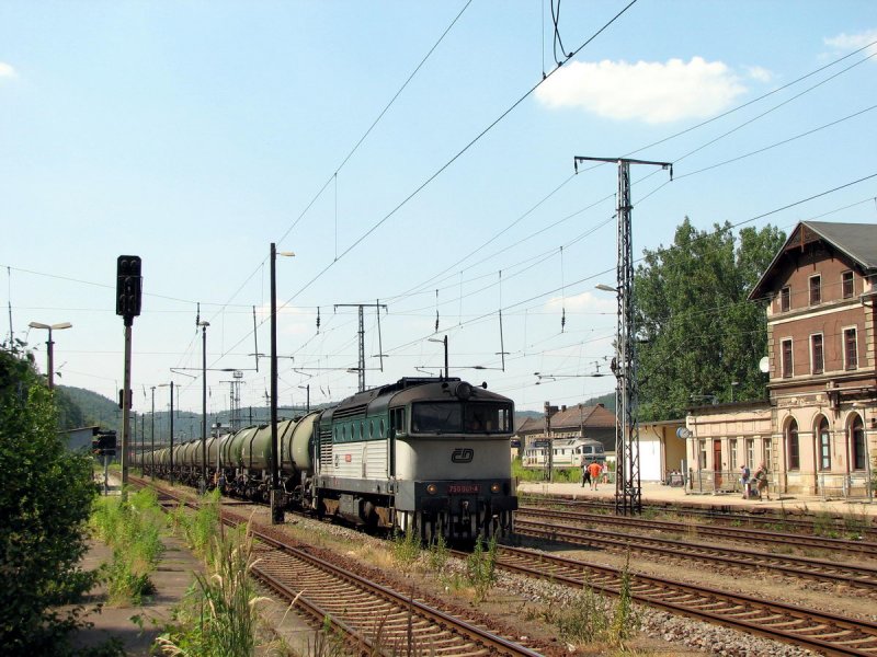 750 061 mit Gterzug in Bad Schandau (27.07.2006)