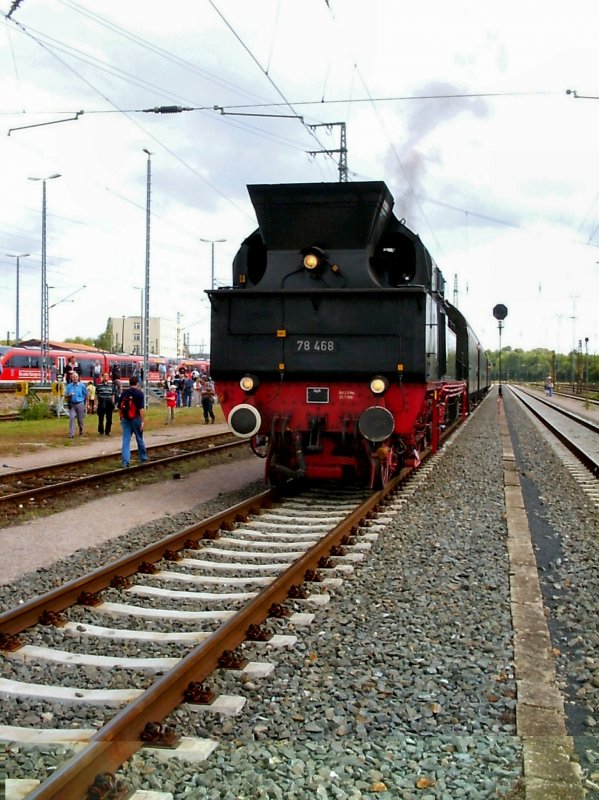 78 468 vor Sonderzug vom Bahnwerk Erfurt nach Khnhausen an der Strecke Erfurt-Nordhausen