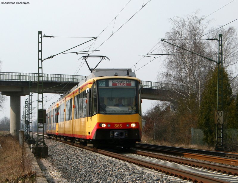 865 und 914 der AVG als E S31 nach Karlsruhe Hbf am km 70,6 22.3.09
