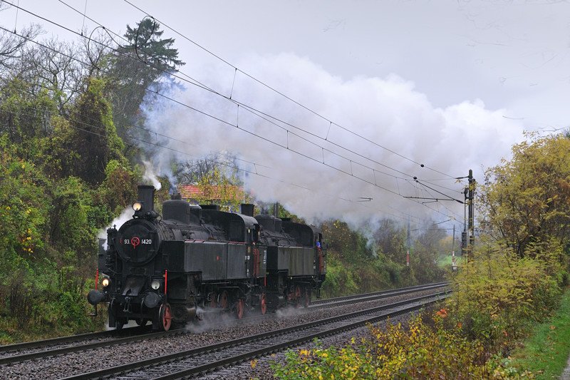 93.1420 & 93.1421 wurden am 8.November 2008 mit dem Slz 92152 von St.Plten nach Mistelbach berstellt. Foto in Hofstatt/Westbahn.