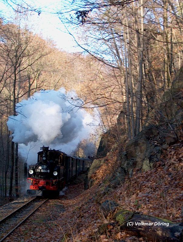 99 1564 - eine schsische IV K - anlsslich des Freitaler Kleinbahnfestes auf ca. 4 km-Kurzstrecke im Rabenauer Grund - 30.11.2003
