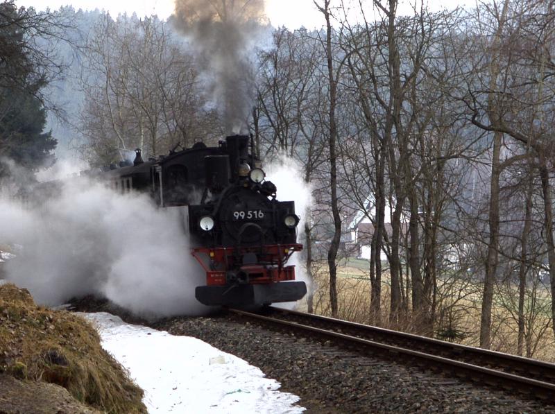 99 516 am 17.04.06 in der Steigung, kurz vor Schnheide.