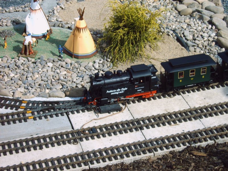 99 6001 der Deutschen Reichsbahn  dampft  durch die  Eisenbahnwelten Kurort Rathen 