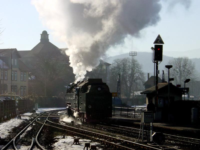 99 7234-0 auf dem Weg zur Restauration in Wernigerode, 23. Februar 2003