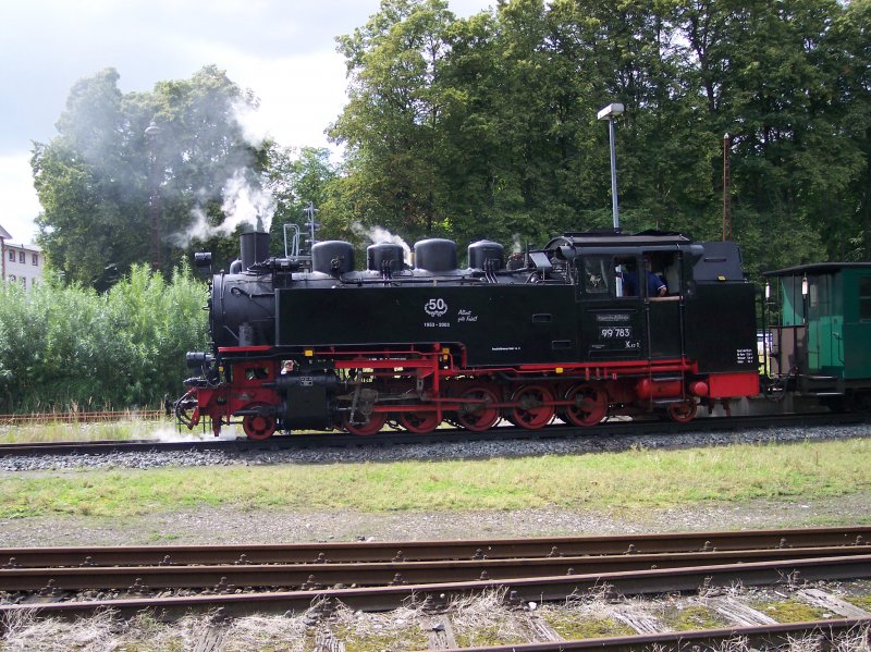 99783 befrdert einen Zug nach Lauterbach Mole, Puttbus 23.07.2007
