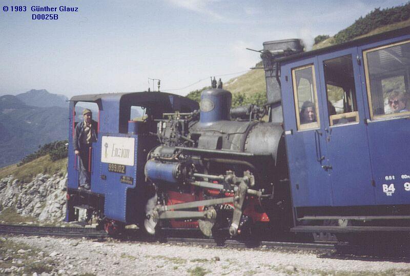 999.102  Enzian  mit blauen Wagen im Sommer 1983 zwischen Schafbergalpe und Schafbergspitze.