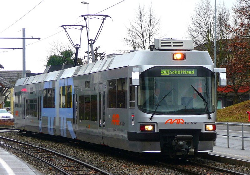 AAR - Triebwagen Be 4/8 29  unterwegs in Suhr als Regio nach Schftland am 07.02.2009