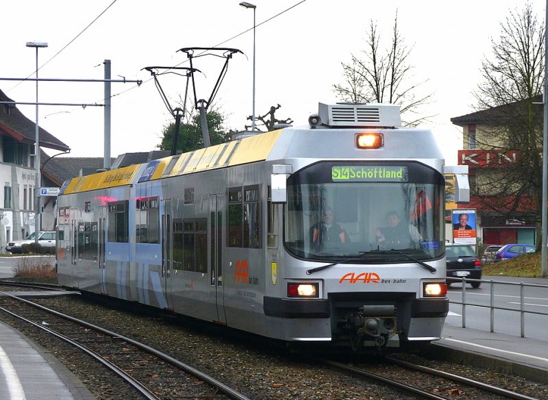AAR - Triebwagen Be 4/8 30  unterwegs in Suhr als Regio nach Schftland am 07.02.2009