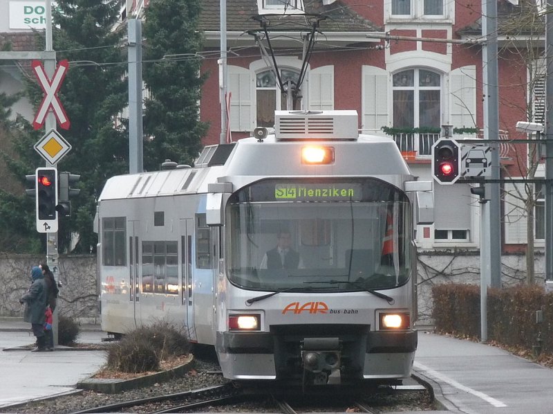 AAR - Triebwagen Be 4/8 31  unterwegs in Suhr als Regio nach Menziken am 07.02.2009