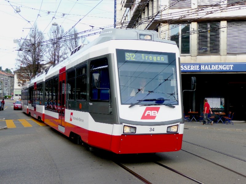 AB / TB - Triebzug Be 4/8 34 unterwegs in St.Gallen am 03.09.2008