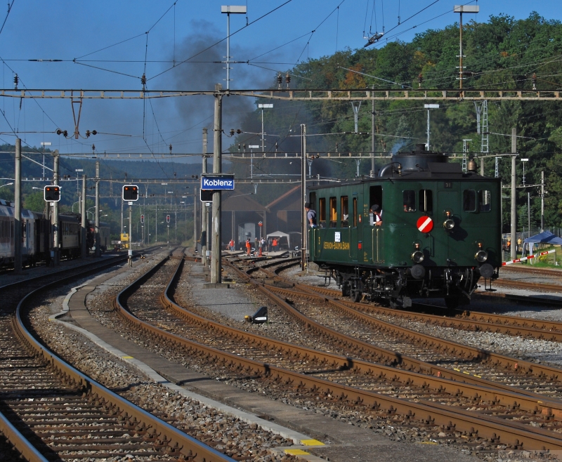 Ab ins Bw Koblenz, CZm 1/2 No. 31 Dampftriebwagen der Schweizerischen Nordostbahn NOB beim Streckenjubiläum Waldshut–Turgi am 23. August 2009.