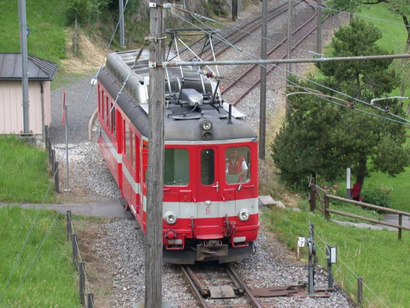 ABDeh 4/4 Nr6 der SGA bei der Ausweichstelle Alter Zoll zwischen Altsttten-Stadt und Gais. (01.07.2001)