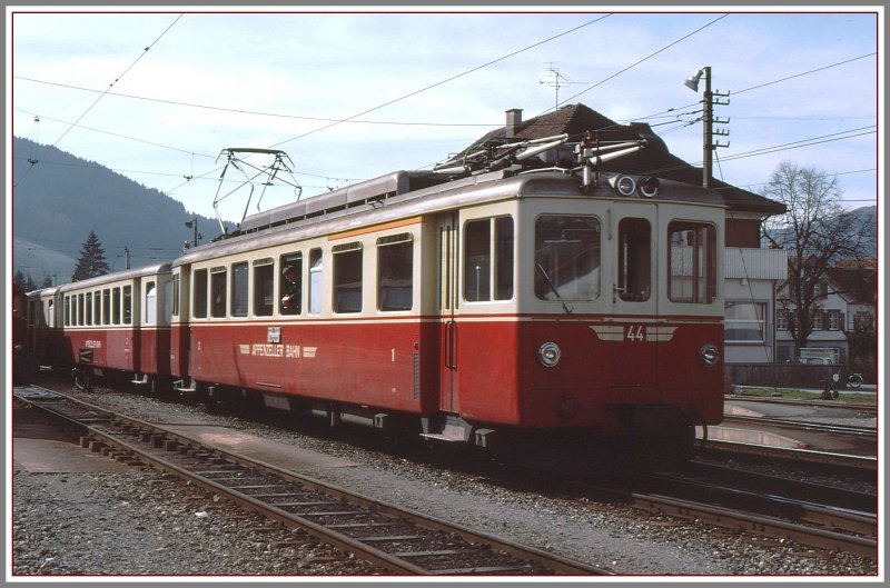 ABe 4/4 44 der AB in Appenzell. (Archiv H.Graf Mai 1977)