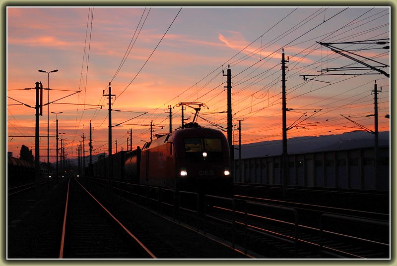 Abendrot ber den Bahnhof Pchlarn am 21.9.2006