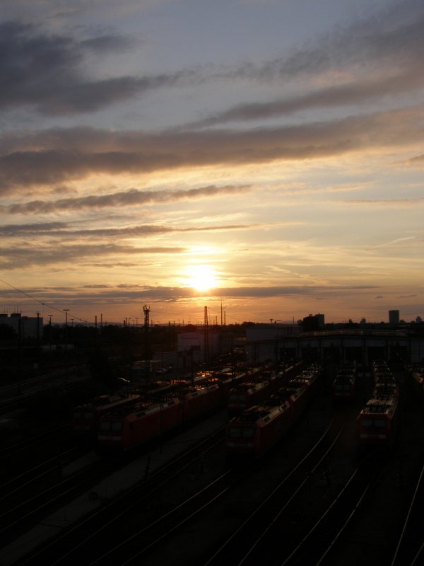 Abendstimmung berm Mannheimer Rangierbahnhof.