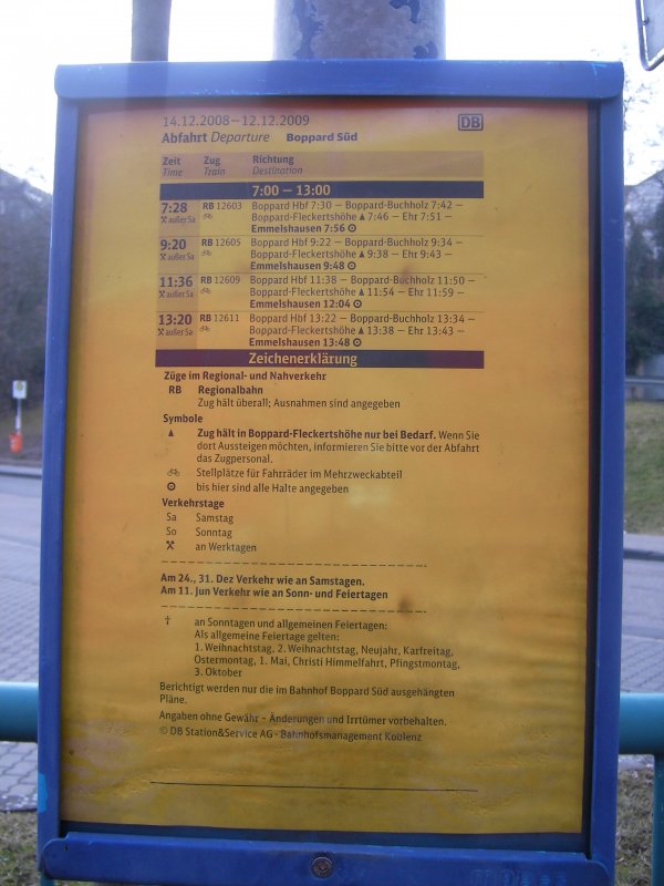 Abfahrtsplan Boppard Sd