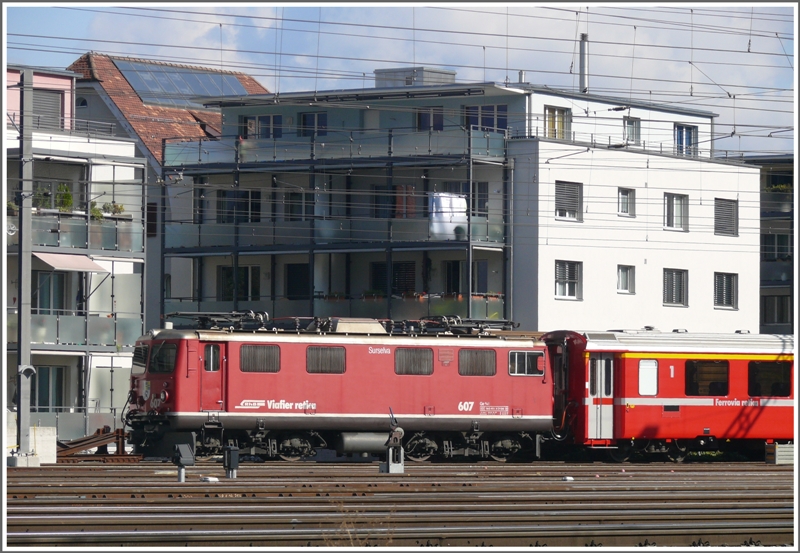 Abgestellte Ge 4/4 I 607  Surselva  im Churer Gterbahnhof. (28.09.2009)