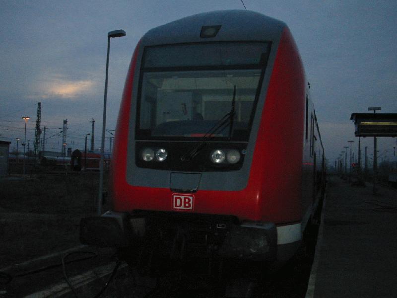 Abgestellter RE160 Dosto  Airport Express Schnefeld  in Cottbus (15.11.02)