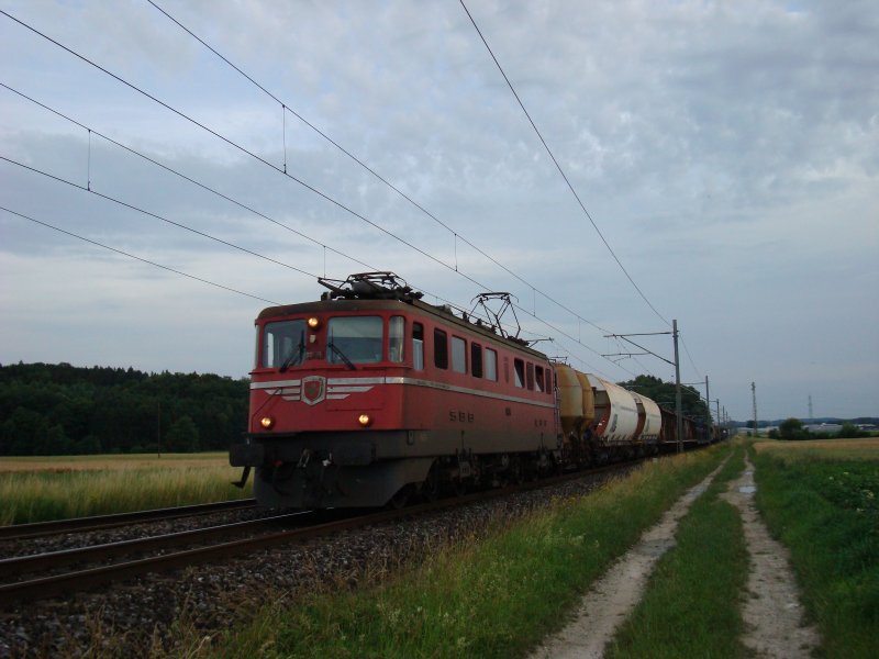 Ae 6/6 11424 mit GZ zwischen Deitingen und Wangen a.A. am 19.06.2007
