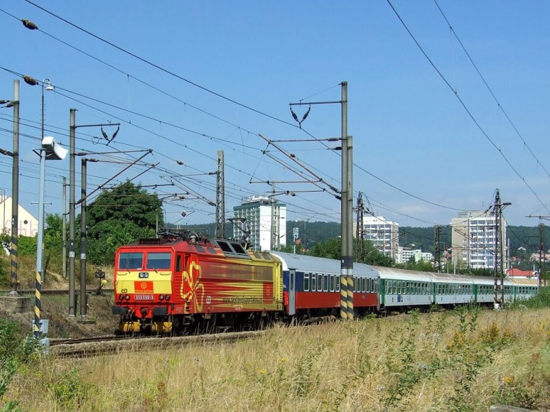 After one week again fast train 604 OHŘE spotted in Chomutov. This time with 120 minutes delay. (363 086, 6.8.08)