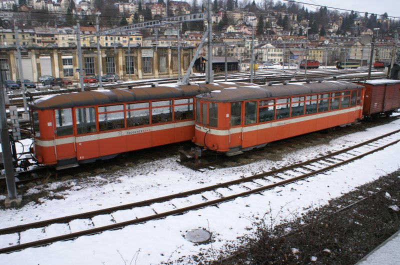 Alte Beiwagen der Trogener Bahn, heute Appenzeller Bahnen, abgestellt in ST. Gallen. Aufgenommen im 2007.