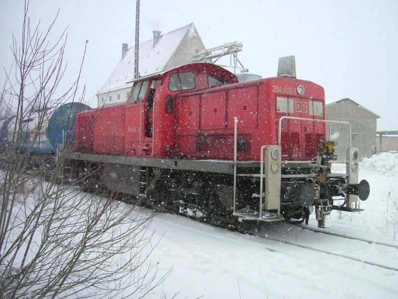 Am 10.02.2006 steht 294 402 bei einem Schneesturm im Bahnhof Hirschau. (Strecke Amberg-Schnaittenbach)