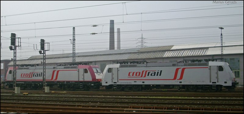 Am 13.4.2009 standen 185 593 und 185 580  Jana  von CrossRail in Herzogenrath abgestellt.