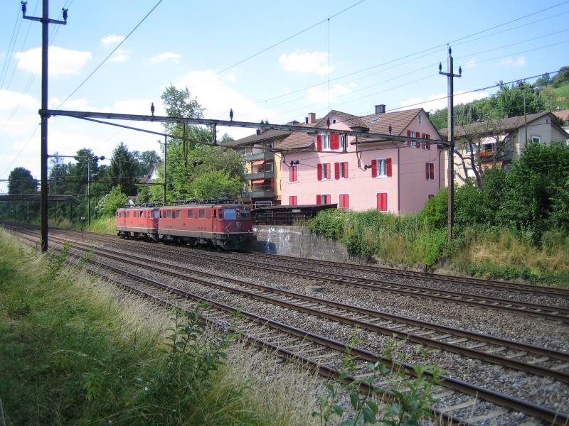 Am 13.7.05 kam dieser planmssige Ae 6/6 Lokzug, der selten aus zwei roten Loks besteht zwischen Winterthur und Oberwinterthur an mir vorbei.