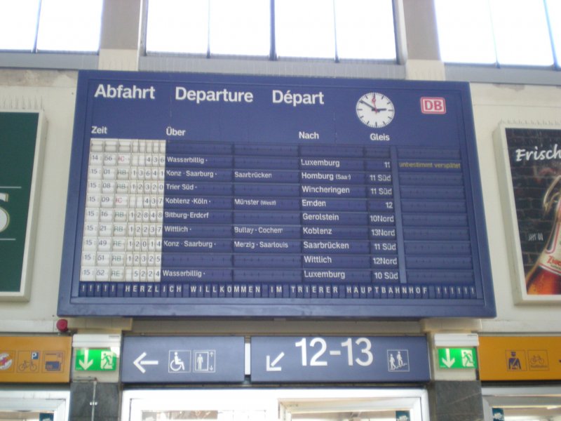 Am 24.07.08 trifft IC 436 von Emden nach Luxemburg in Trier Hbf aufgrund eines Notarzteinsatzes bei Dsseldorf  unbestimmt versptet  ein.