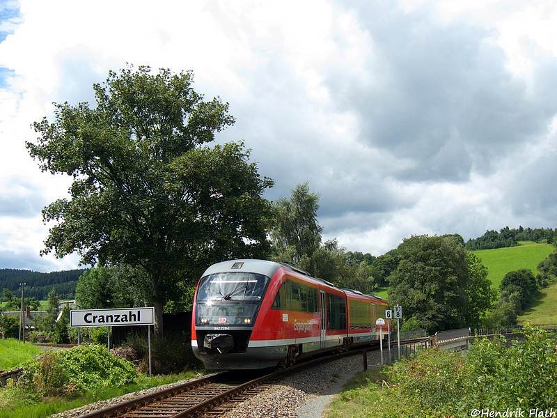 Am 24.07.2009 rollt 642 228 in den Bahnhof Cranzahl. 
