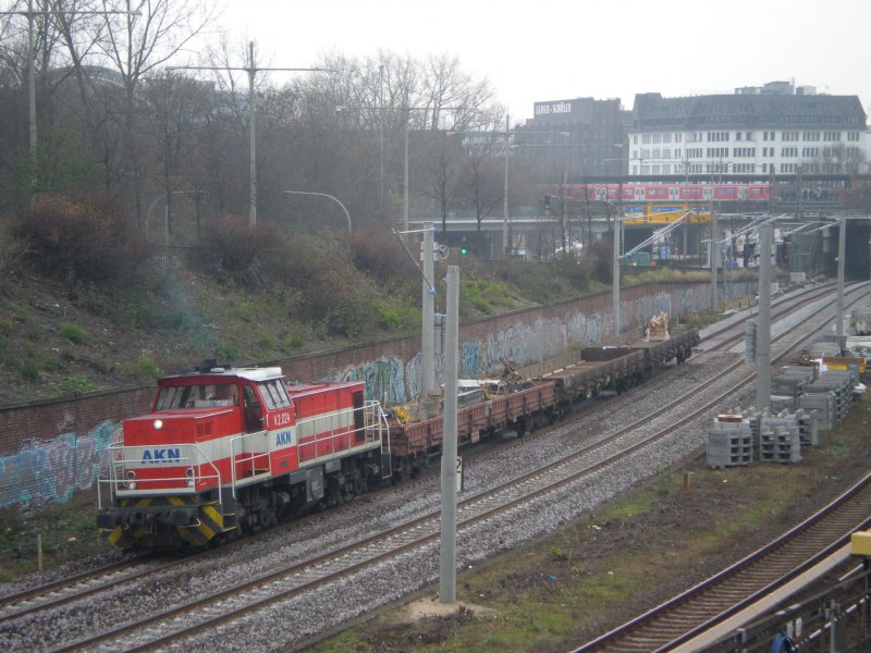Am 28.11.2007 war die V2.024 der AKN im Bauzugdienst,am Berliner 
Tor in Hamburg,im Einsatz.