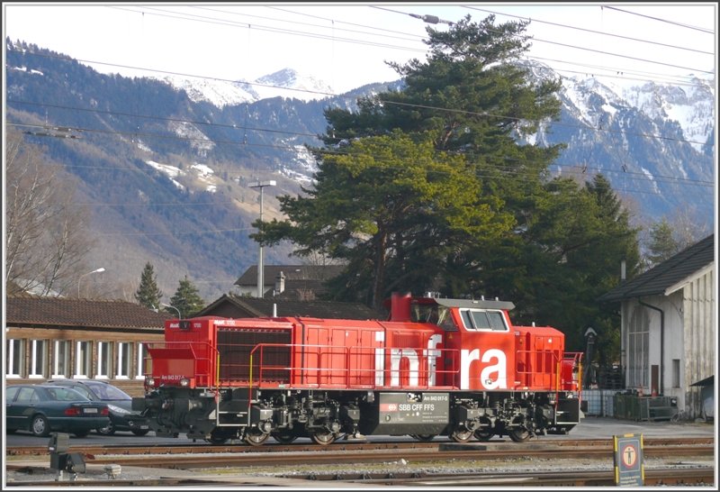 Am 843 017-5 pausiert in Buchs SG. (02.02.2009)