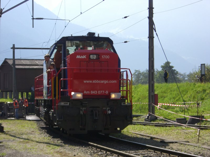 Am 843 077 wurde am 08.09.2007 fr Mitfahrgelegenheiten eingesetzt. (Erstfeld, Jbilum 125 Jahre Gotthardbahn)