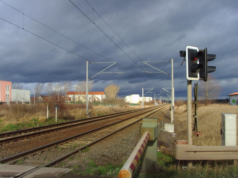 Am B 46,7 der KSB 595 - Blick Richtung Smmerda am 20.01.2007