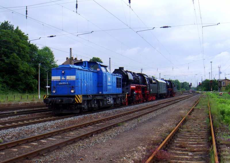 Am frhen Nachmittag des 22.05.2009 traf dieser, von 204 013-3 gezogene Lokzug, bestehend aus 58 3047-6, einem Begleiterwagen sowie 35 1097-1, aus Glauchau in Leipzig-Wiederitzsch ein.