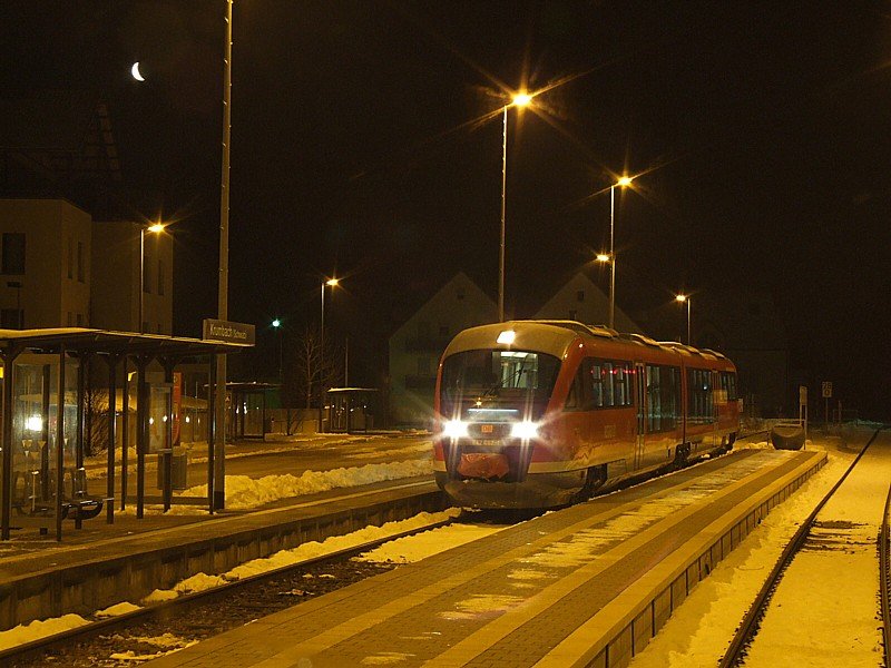 Am Morgen des 19.02.2009 wird 642 087 in Krumbach zur Abfahrt nach Ulm vorbereitet.