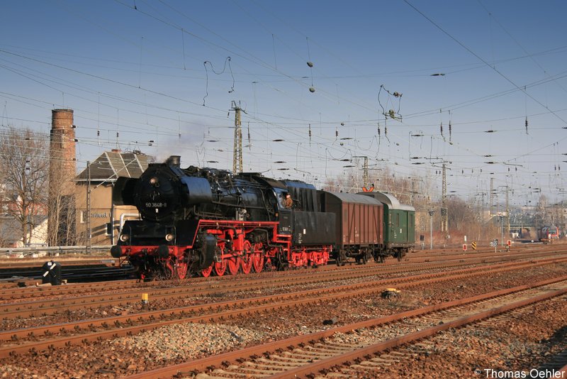 Am Morgen des 24.02.07 rollt 50 3648 vom SEM Chemnitz kommend in den Chemnitzer Hbf ein, um den Sonderzug aus Dresden in das Erzgebirge zu befrdern.