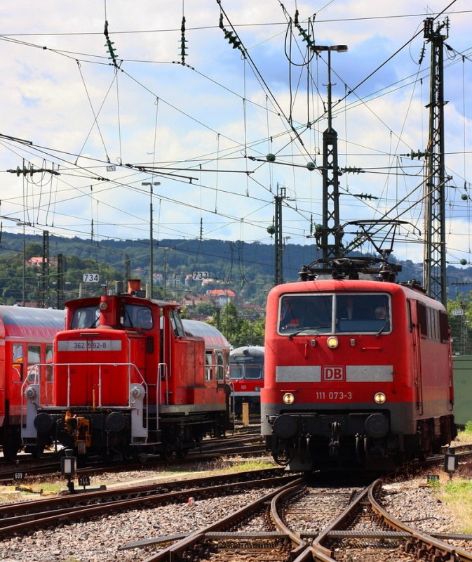 Am Tag der 110er Parade in Stuttgart wurden auch Fhrerstandsfahrten auf einer 111 angeboten. Aufgenommen am 25.07.09.