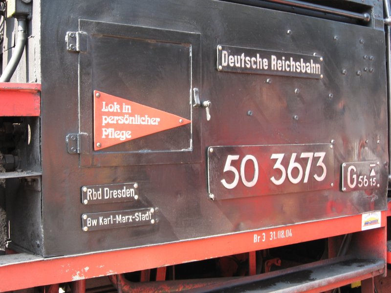 Anschriften an BR 50 3673  im Bahnhof Triberg am 8.4.07