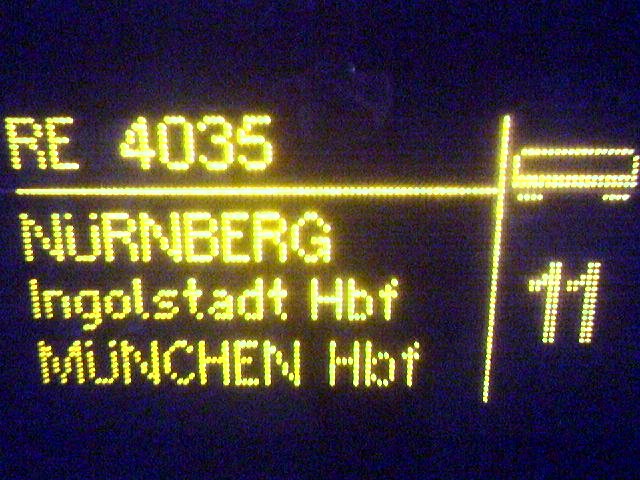 Anzeige Vom RE nach Mnchen ber die Neubaustrecke